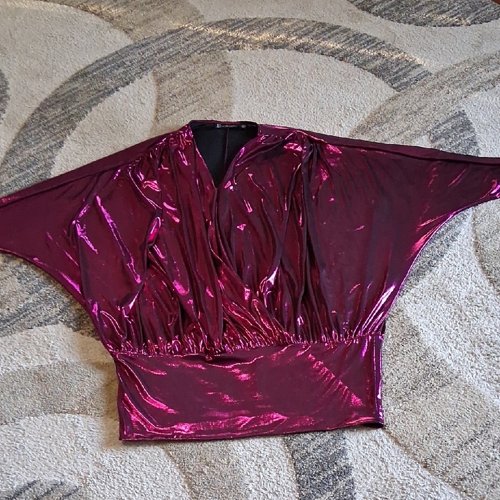 Asymmetrical Metallic Pink Dress - Picture 2 of 2